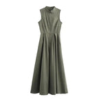 WOMEN'S SLEEVELESS PLEATED BODYCON DRESS SOLELII
