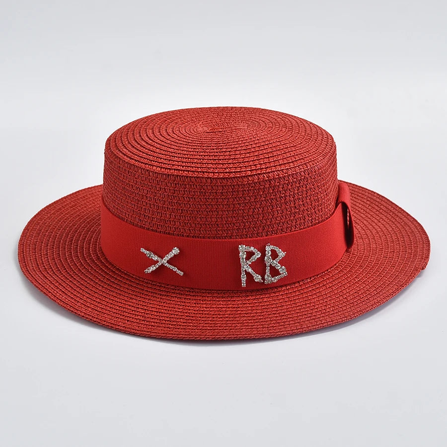 STRAW HAT WITH METAL LETTER