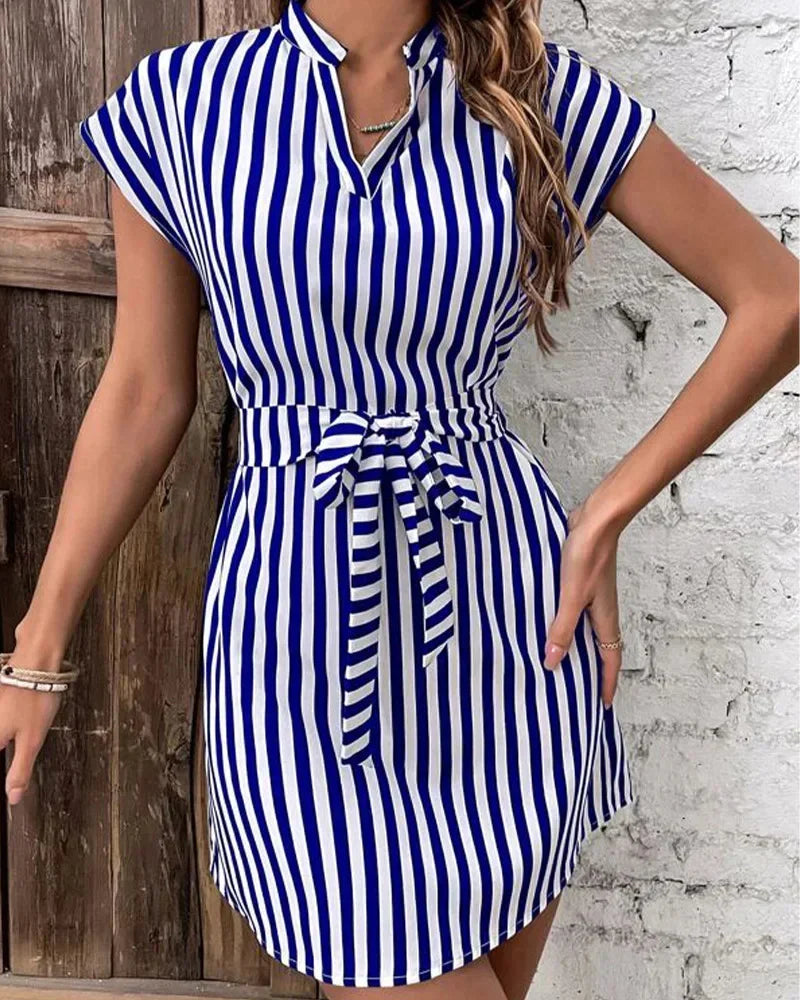 WOMEN CASUAL SLEEVELESS STRIPED DRESS