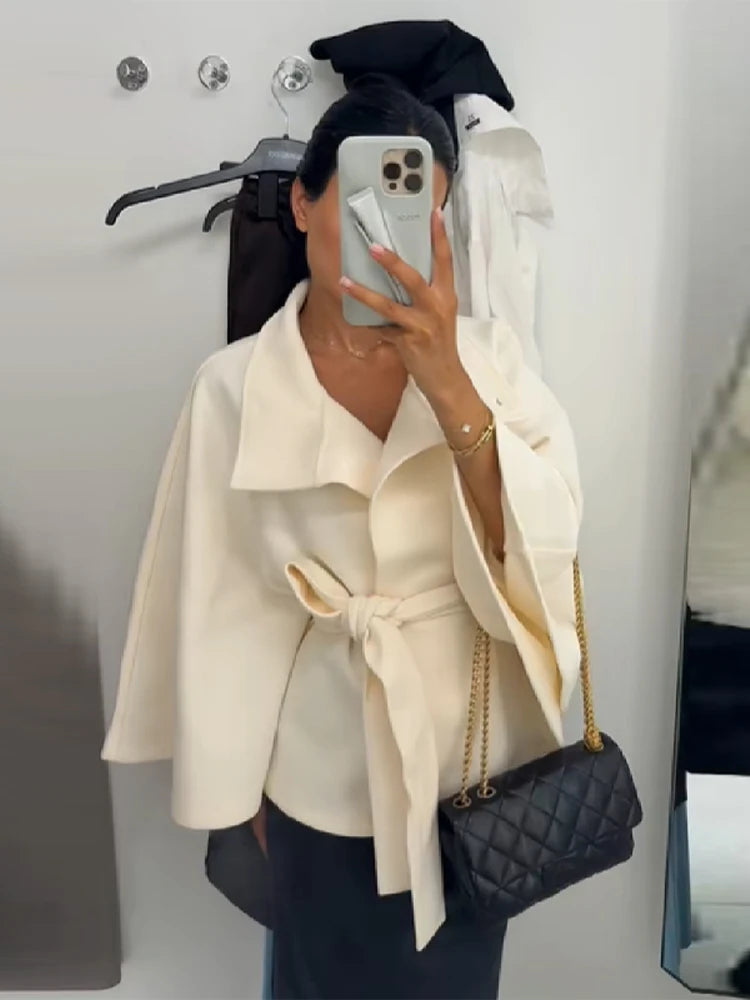 VINTAGE CAPE JACKET WITH BELT