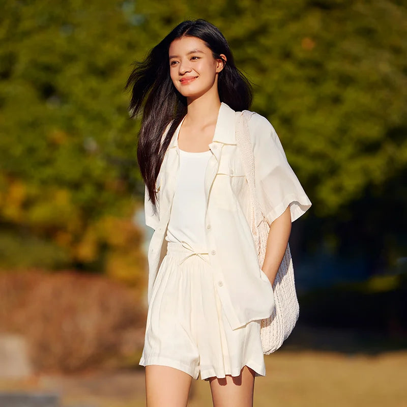 MID-LONG TEXTURED TOP & SHORTS SET