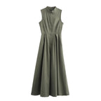 DRAPED ZIP SLEEVELESS MAXI DRESS Test