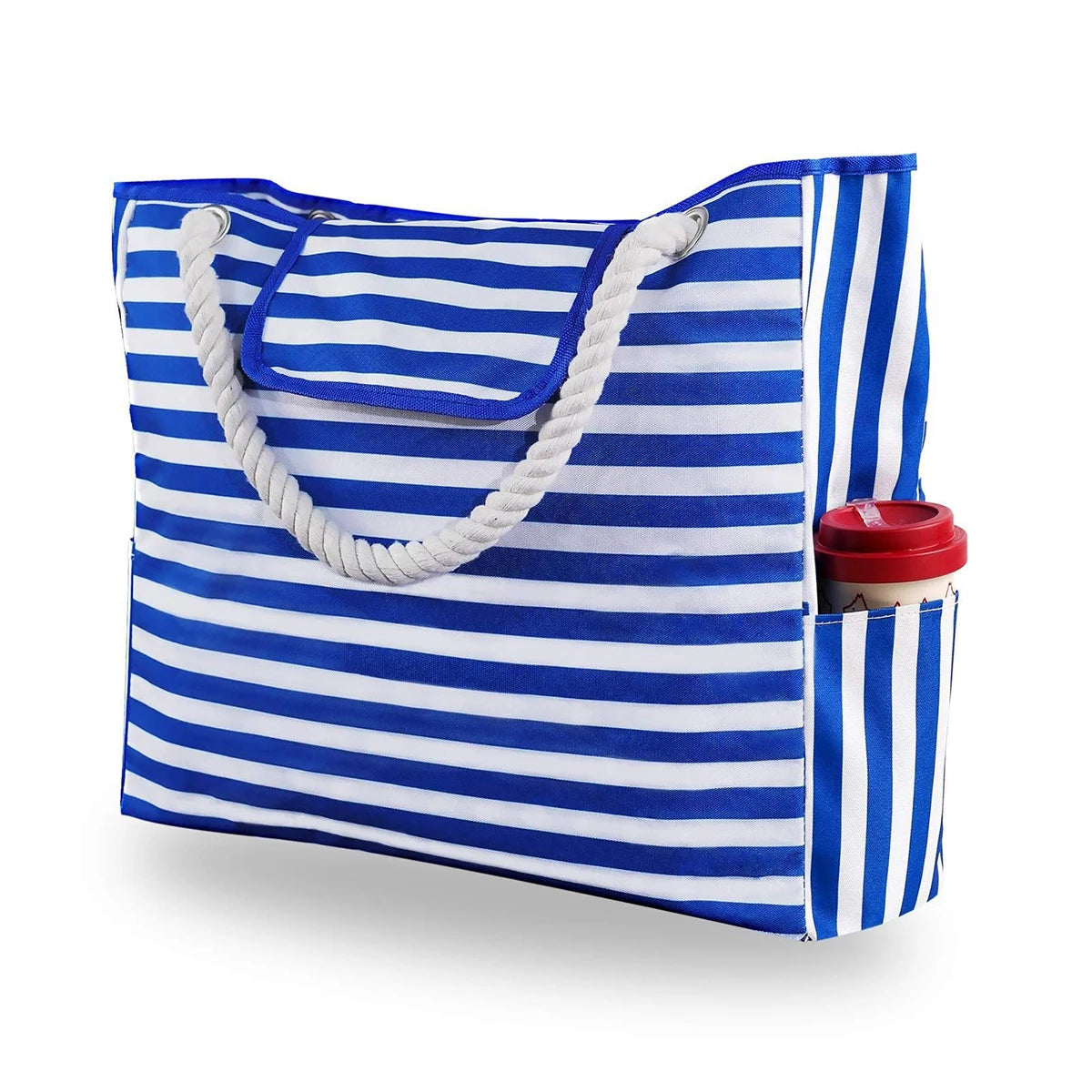 STRIPED BEACH BAG, FOLDABLE, LIGHTWEIGHT AND WATER RESISTANT