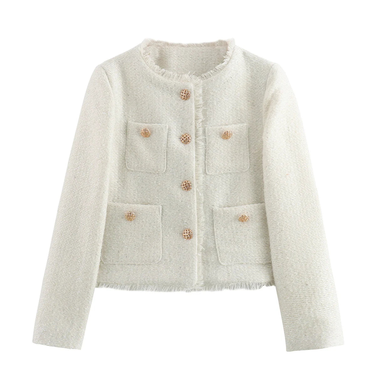 SHORT TWEED JACKET WITH FRONT BUTTONS