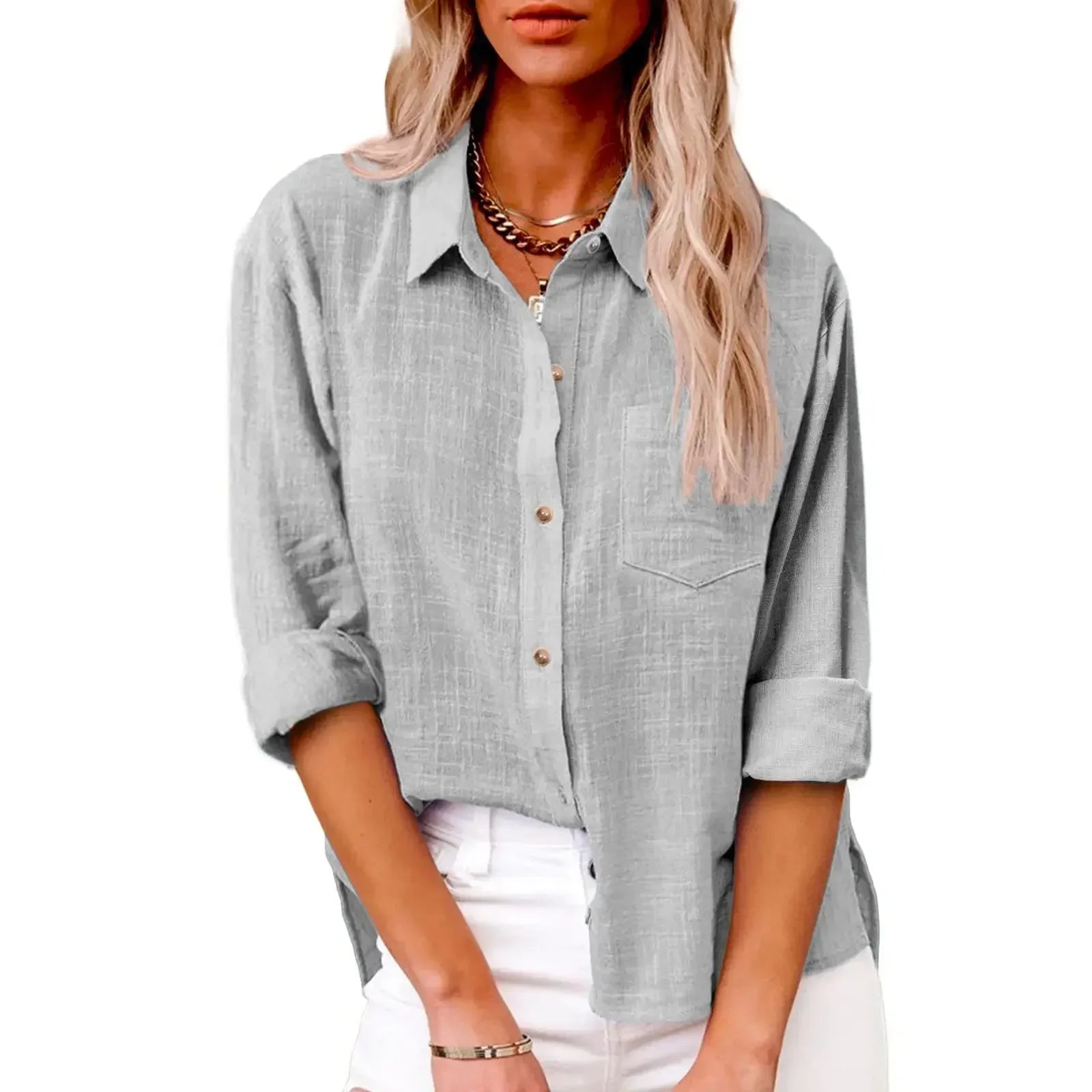 COTTON LINEN LONG SLEEVE TOP
