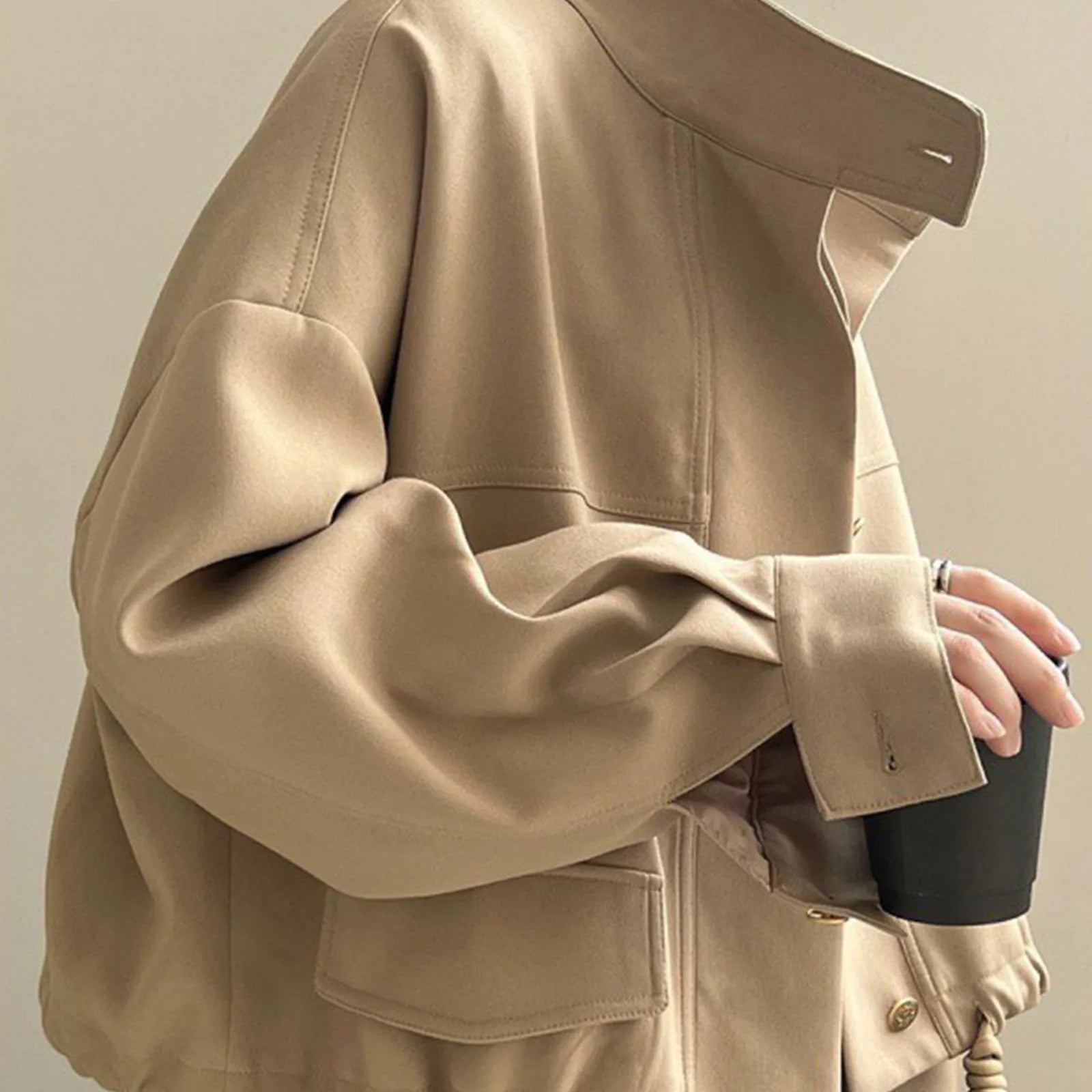 WOMEN'S SOLID COLOR CROPPED JACKET