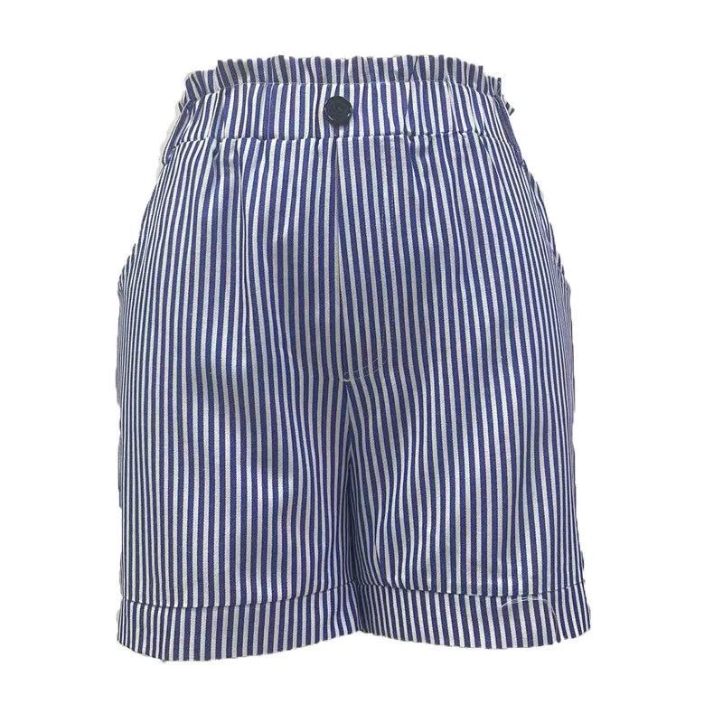 NEW WOMEN'S CASUAL SUMMER STRIPED SHORTS WITH POCKETS