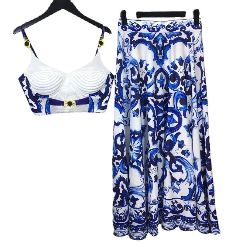 BOHEMIAN BLUE AND WHITE PORCELAIN 2 PIECES SET