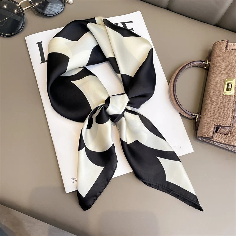 LUXURY PLAID SILK-LIKE SQUARE SCARF
