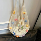 BOHEMIAN KNIT STRAW ZIPPER TOTE SOLELII