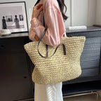 LUXURY STRAW WOVEN TOTE BAG SOLELII