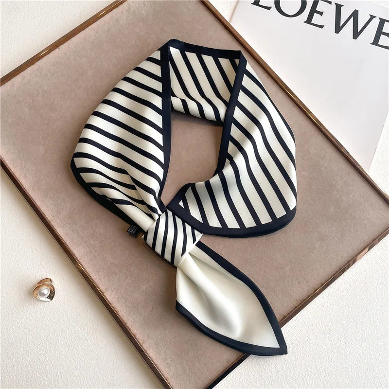 SATIN SILK PRINT NECKERCHIEF SCARF