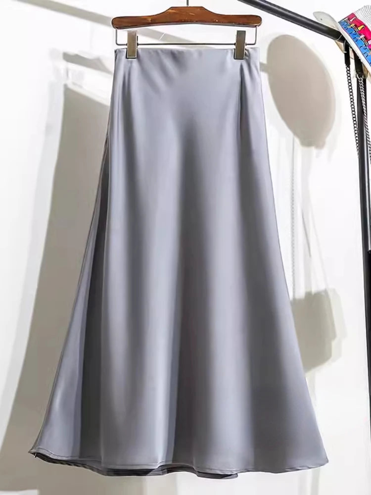 KOREAN SATIN FISHTAIL HIGH WAIST SKIRT