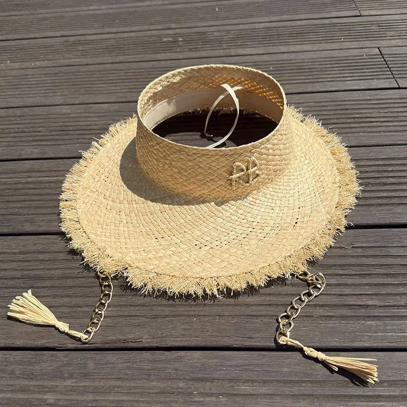 PANAMA HAT WITH PEARLS WIDE BRIM ANTI-UV