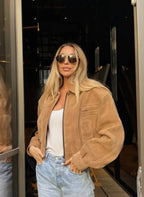 CROPPED SUEDE JACKET WITH ZIPPER SOLELII