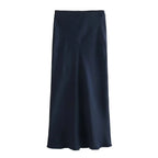 WOMEN’S HIGH WAIST SATIN MIDI SKIRT SOLELII