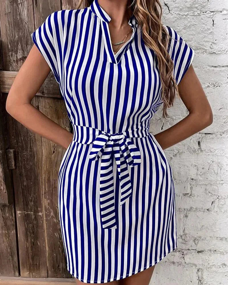 WOMEN CASUAL SLEEVELESS STRIPED DRESS