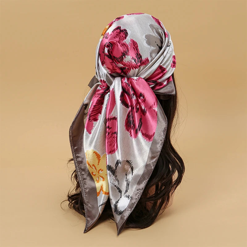 SATIN PRINT MULTIFUNCTIONAL SQUARE SCARF