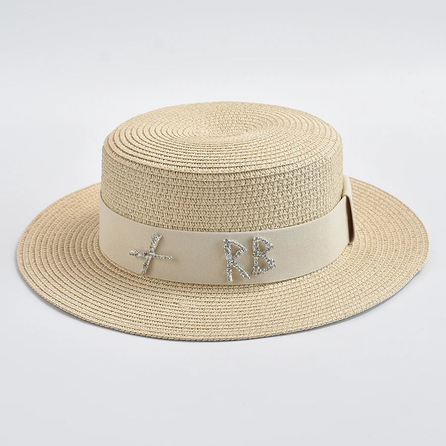 STRAW HAT WITH METAL LETTER