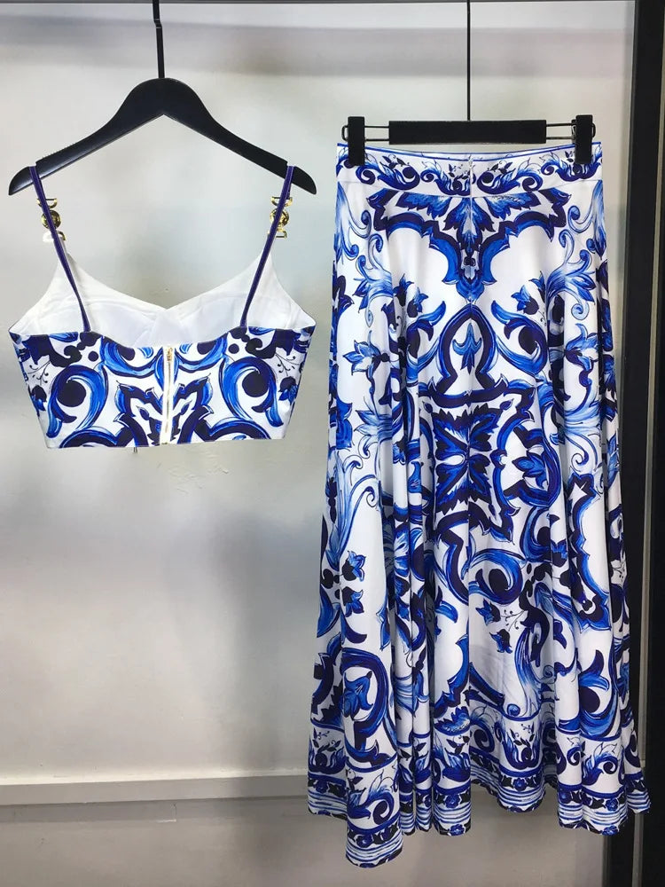 BOHEMIAN BLUE AND WHITE PORCELAIN 2 PIECES SET