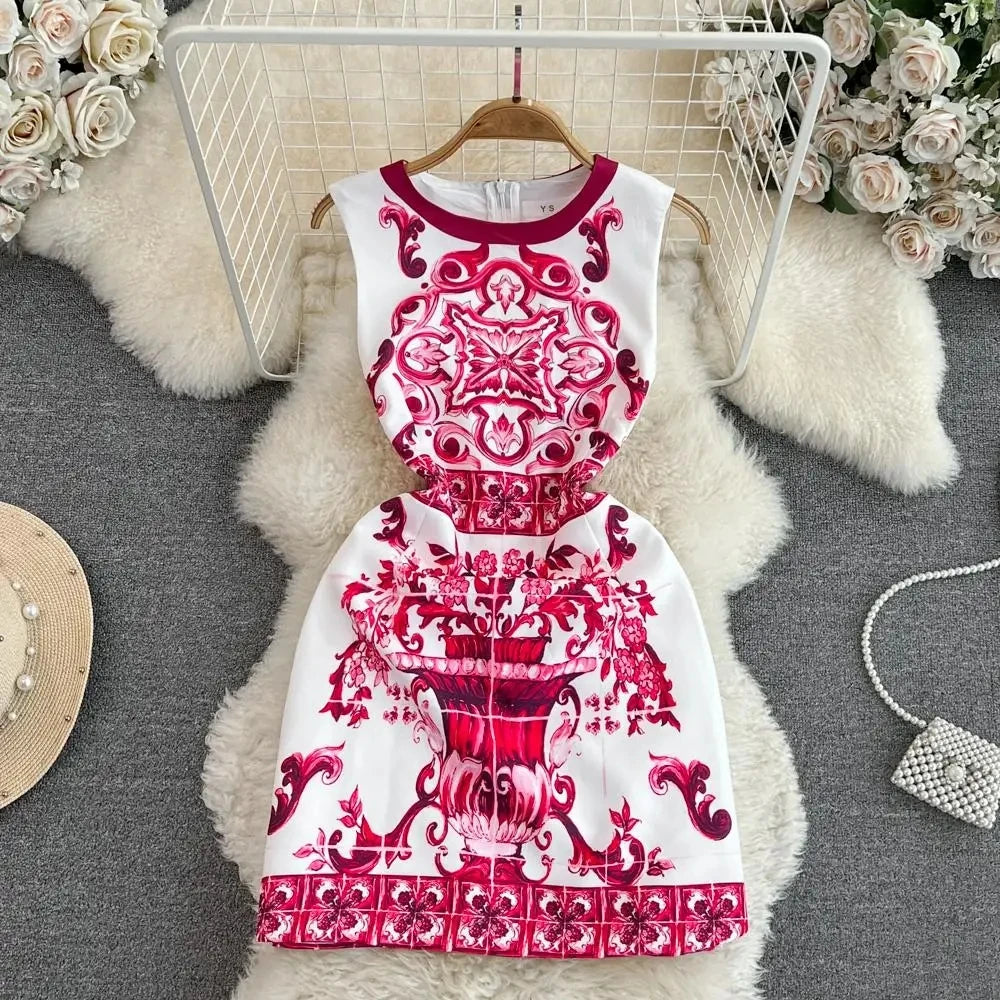 SUMMER SLEEVELESS PORCELAIN MINI DRESS