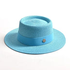 WOMEN’S STRAW SUN HAT WITH FLAT BRIM & RIBBON Test