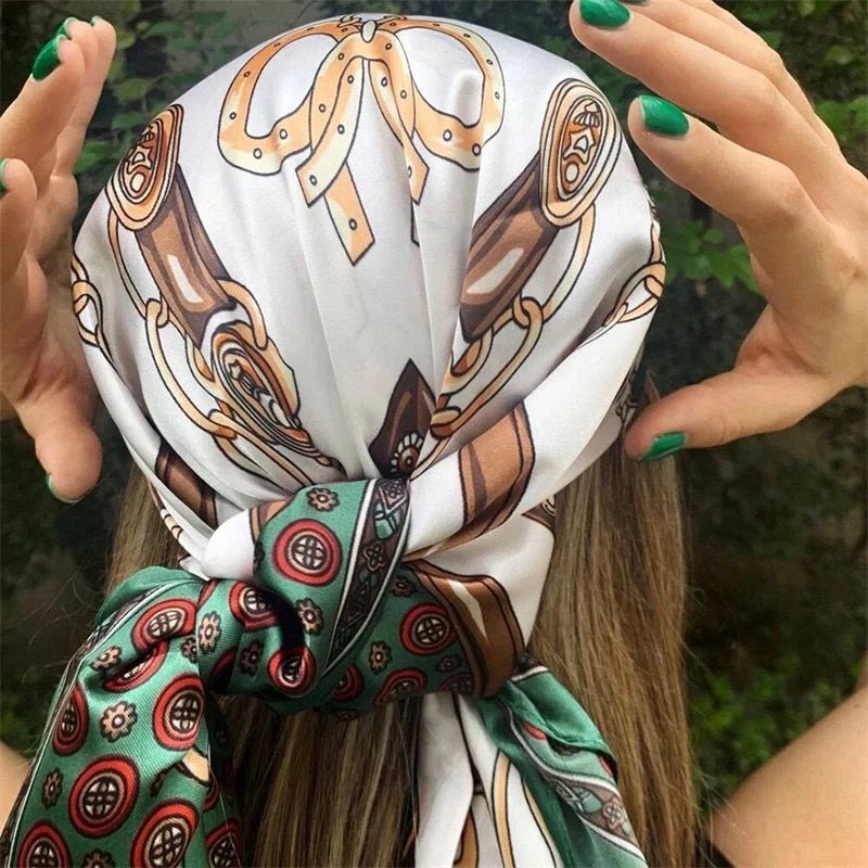 SATIN PRINT MULTIFUNCTIONAL SQUARE SCARF