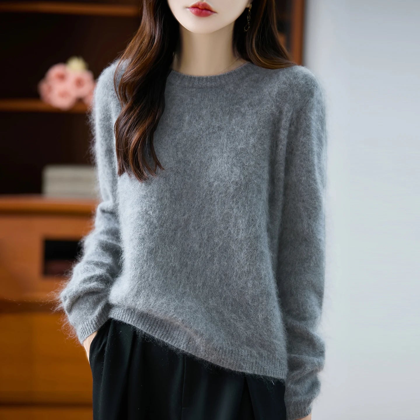 LONG SLEEVE PURE WOOL SWEATER