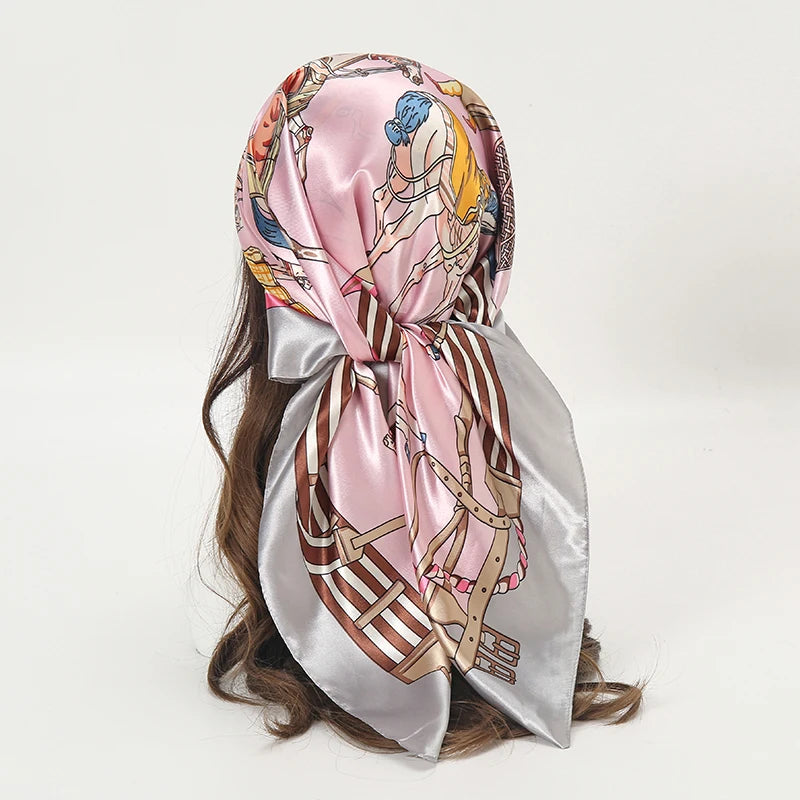 SATIN PRINT MULTIFUNCTIONAL SQUARE SCARF