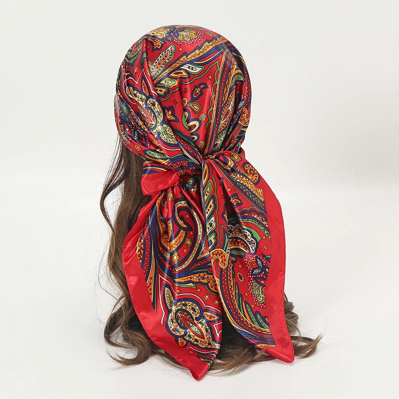 SATIN PRINT MULTIFUNCTIONAL SQUARE SCARF