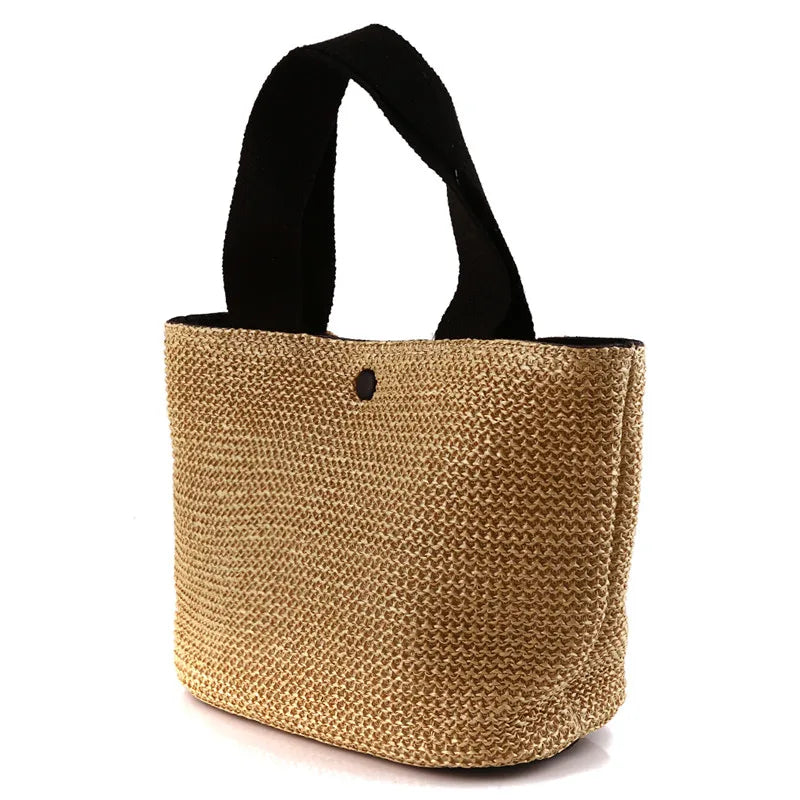 WOVEN STRAW BUCKET MESSENGER BAG