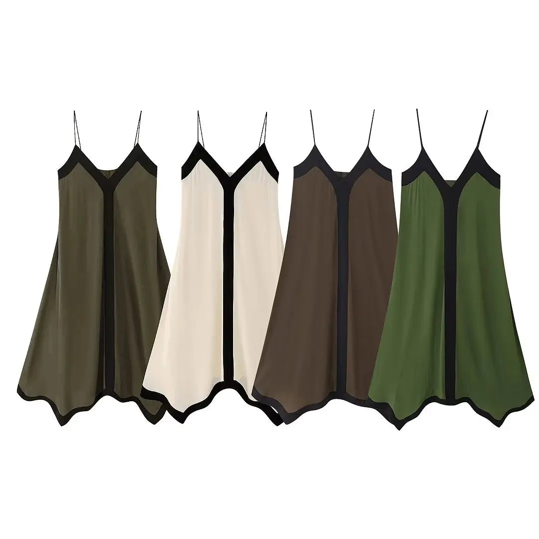 CAMISOLE LONG DRESS WITH V-NECK
