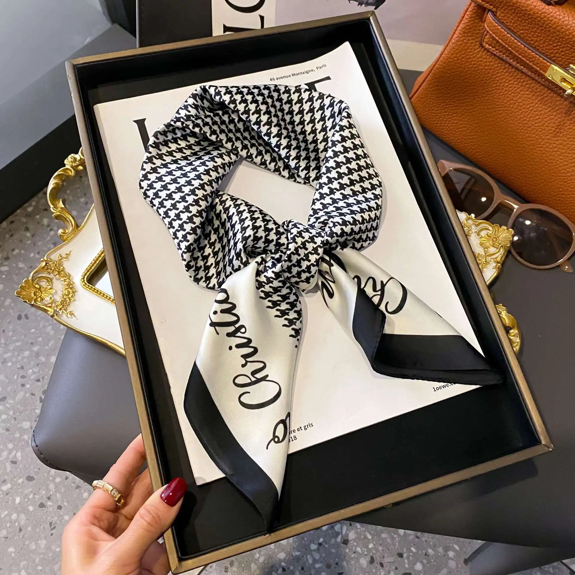 NORDIC STYLE FAUX SILK SQUARE SCARF