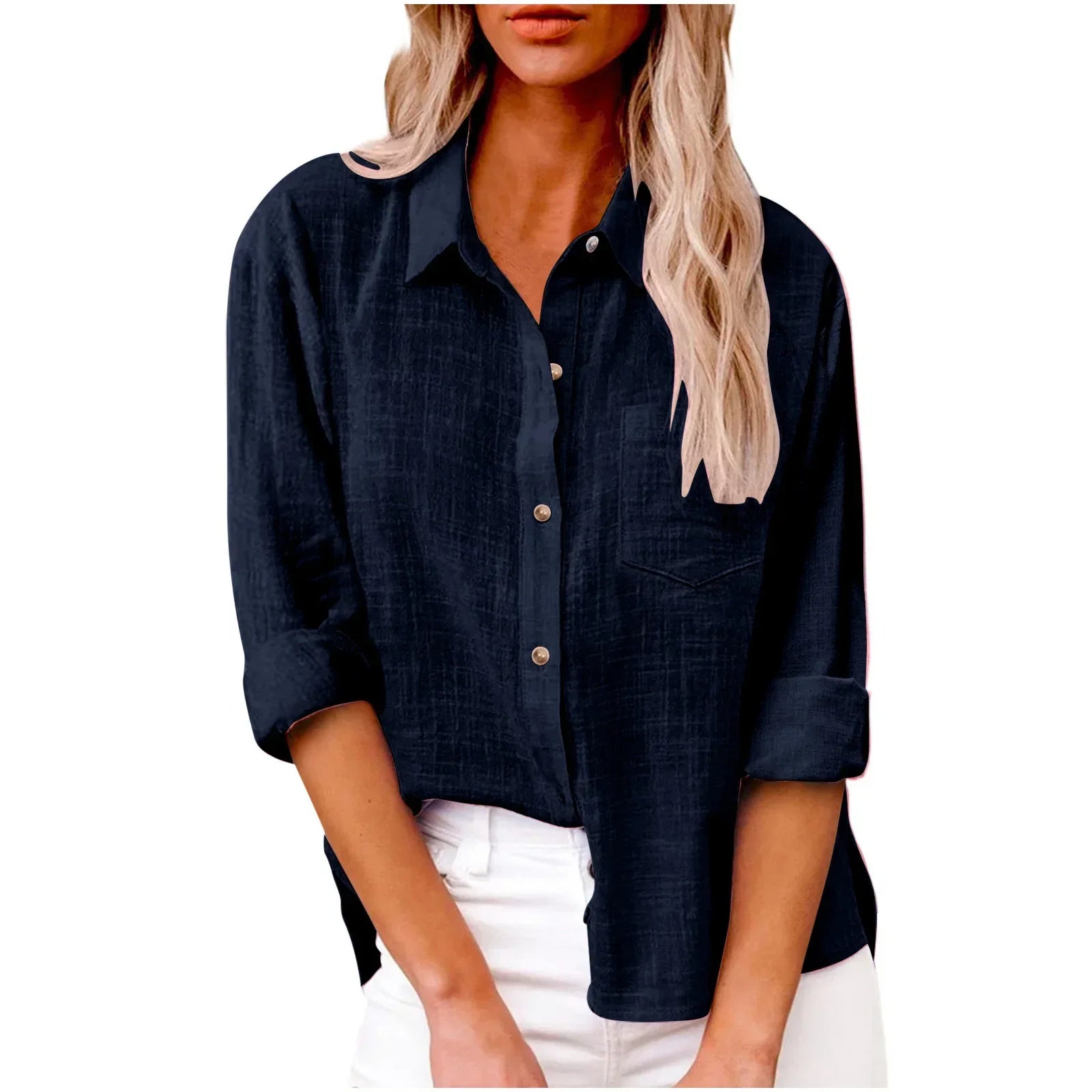COTTON LINEN LONG SLEEVE TOP
