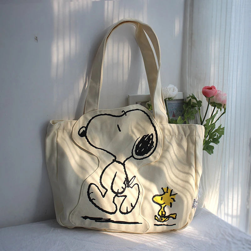 SNOOPY PRINT CANVAS CROSSBODY BAG