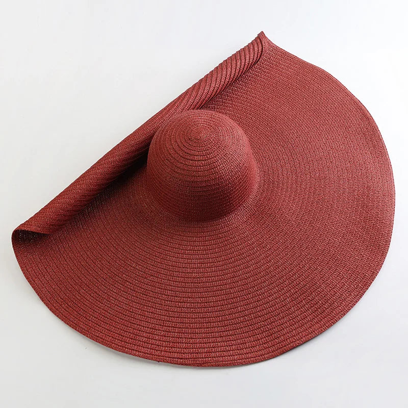 WIDE-BRIMMED STRAW SUN HAT
