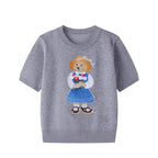 EUROPEAN STYLE LUXURY BEAR KNIT SHORT SLEEVE TOP Test