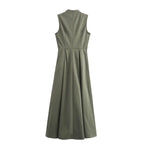 DRAPED ZIP SLEEVELESS MAXI DRESS Test
