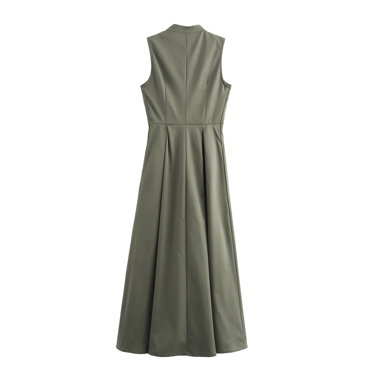 DRAPED ZIP SLEEVELESS MAXI DRESS