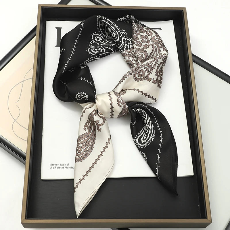 LUXURY PLAID SILK-LIKE SQUARE SCARF