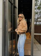 CROPPED SUEDE JACKET WITH ZIPPER SOLELII