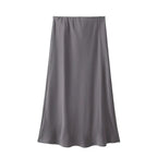 WOMEN’S HIGH WAIST SATIN MIDI SKIRT SOLELII