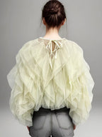 RUFFLED CHIFFON BLOUSE WITH LANTERN SLEEVES SOLELII