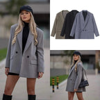 WOMEN'S DOUBLE-BREASTED LOOSE BLAZER SOLELII