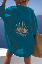CASUAL BRIGHT SEQUIN EVIL EYE LONG BLOUSE SOLELII