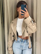 CROPPED DOUBLE-BREASTED TRENCH JACKET SOLELII