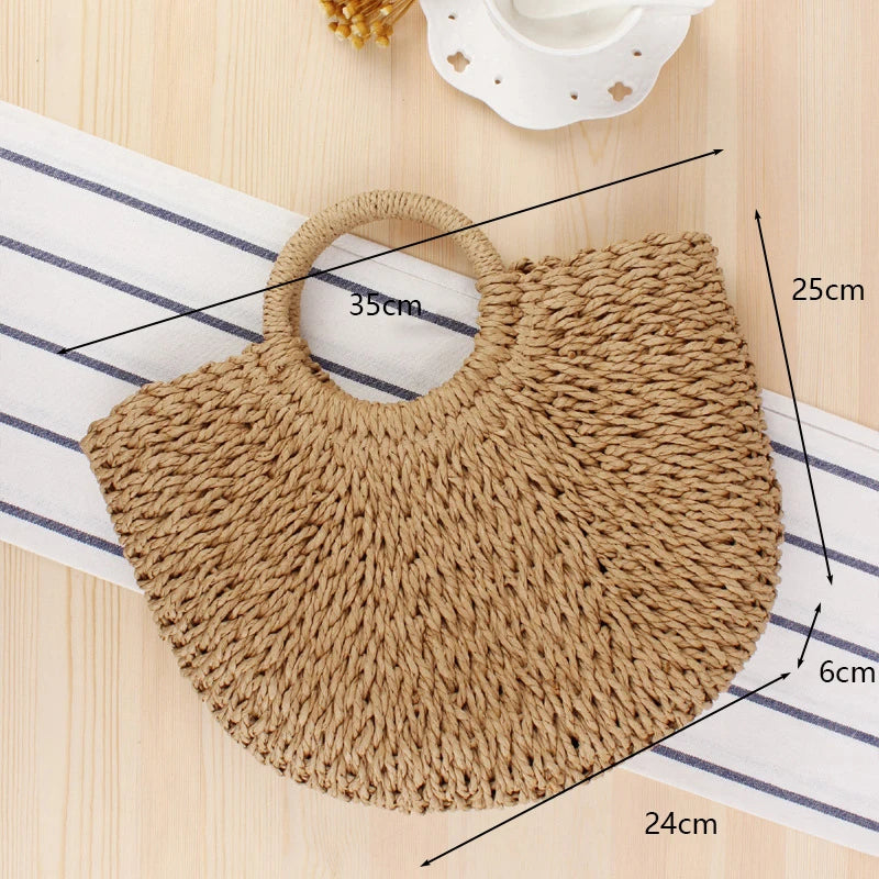 HANDWOVEN HALF-MOON STRAW BAG