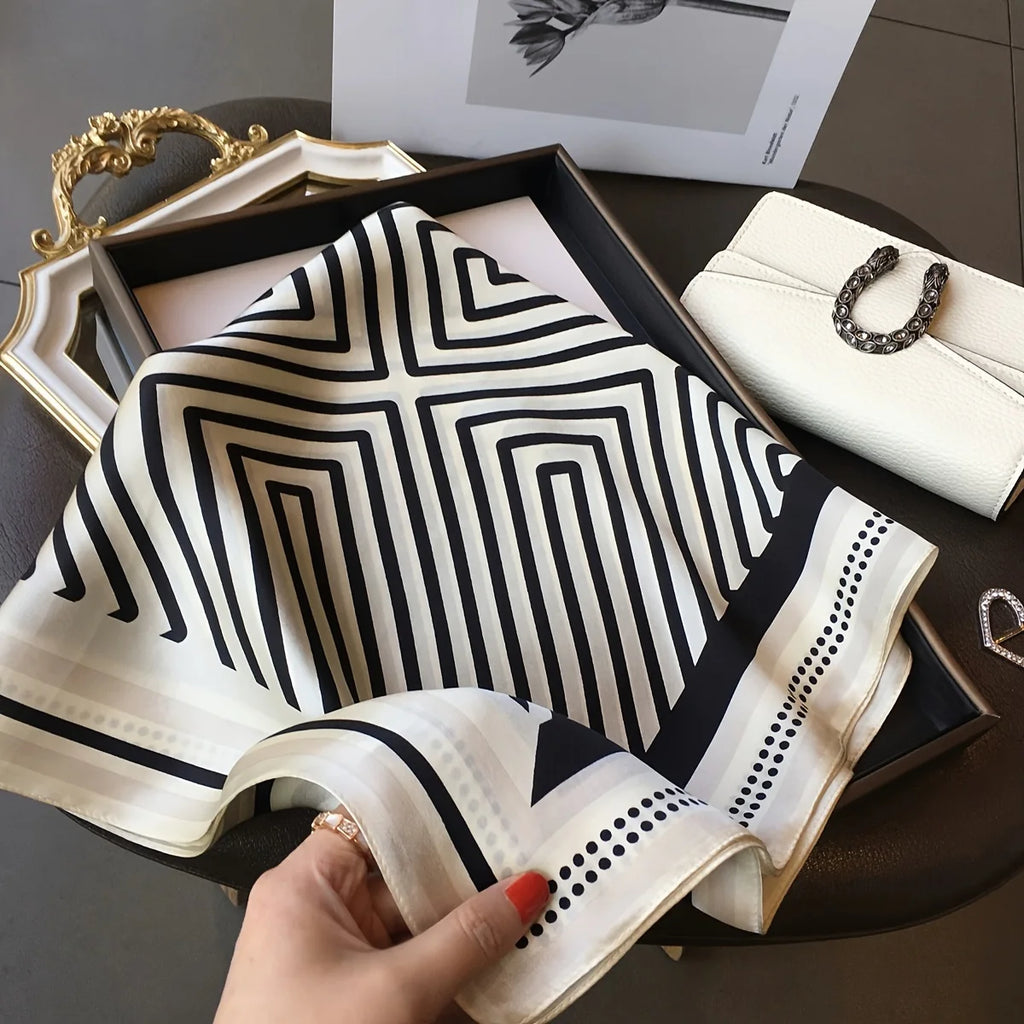NORDIC STYLE FAUX SILK SQUARE SCARF