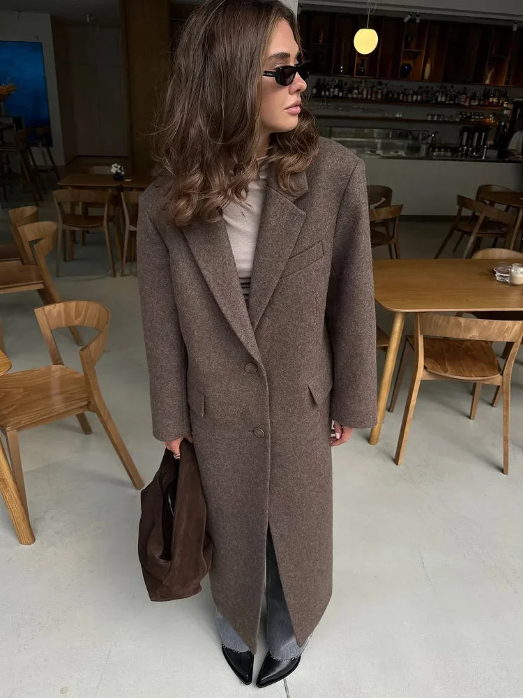 WOMEN'S WOOL BLEND SHOULDER PAD COAT