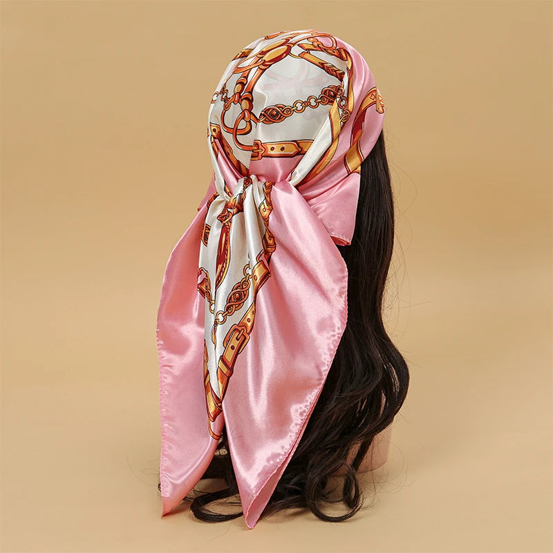 SATIN PRINT MULTIFUNCTIONAL SQUARE SCARF